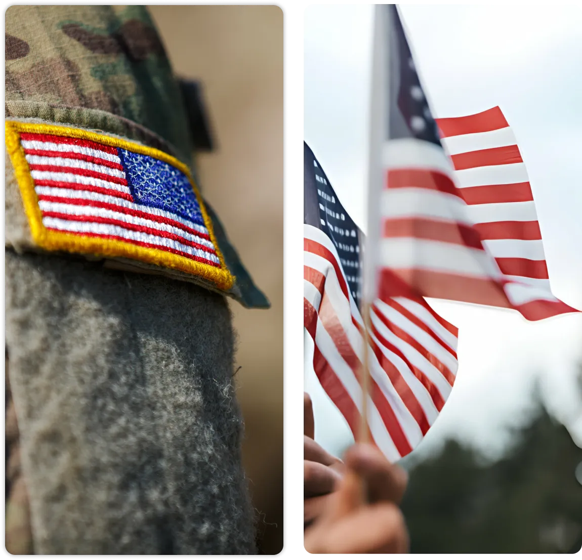 US flag patch on soldier's uniform.